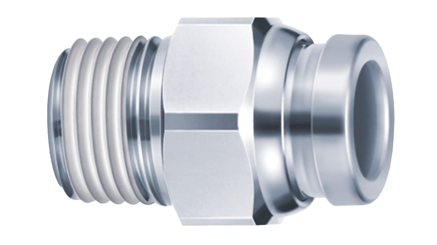 SMC KQG2 Series Straight Threaded Adaptor, R 3/8 Male to Push In 12 mm, Threaded-to-Tube Connection Style