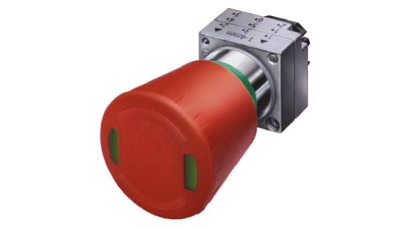 Siemens Signum Series Emergency Stop Push Button, Panel Mount, 16mm Cutout, IP67