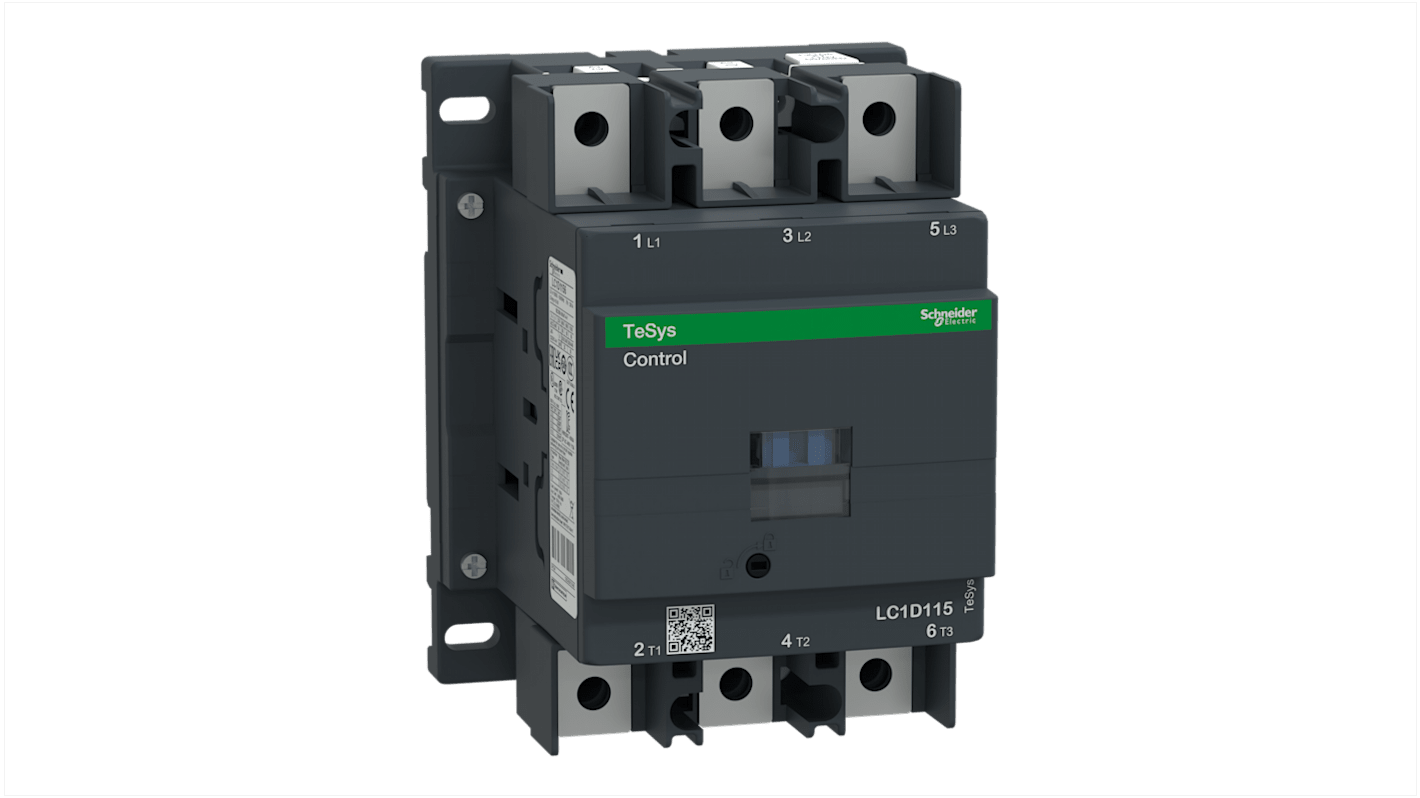 Schneider Electric TeSys D LC1D Contactor, 220 V ac Coil, 3-Pole, 115 A, 3NO, 1 kV ac, 690 V dc