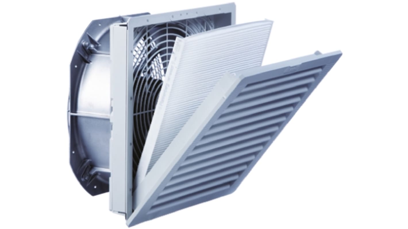 Ventilador con filtro Pfannenberg de 320 x 320mm, alim. 230 V ac, 127 W, 180 W, caudal filtrado 705m³/h, 69dB, IP55