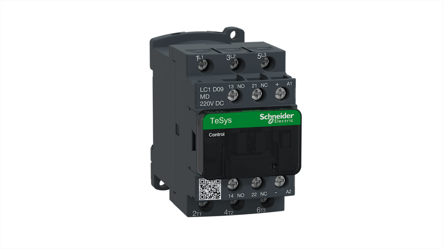 Schneider Electric TeSys D LC1D Contactor, 230 V dc Coil, 3-Pole, 9 A, 3NO, 690 V ac/dc
