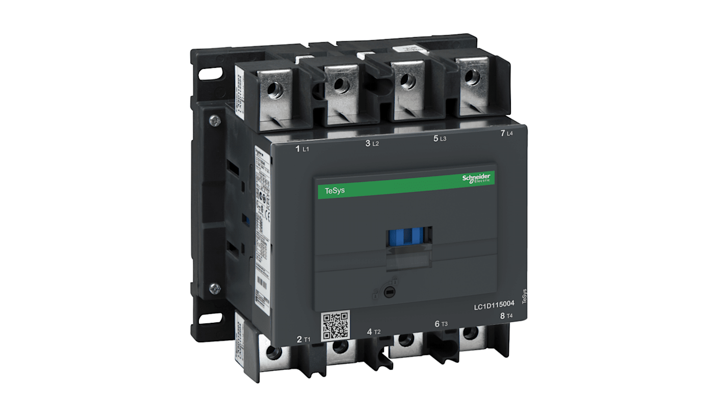 Schneider Electric TeSys D LC1D Contactor, 110 V ac Coil, 4-Pole, 115 A, 4NO, 1 kV ac, 690 V dc
