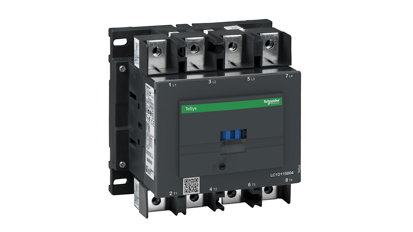 Schneider Electric TeSys D LC1D Contactor, 230 V ac Coil, 4-Pole, 115 A, 4NO, 1 kV ac, 690 V dc