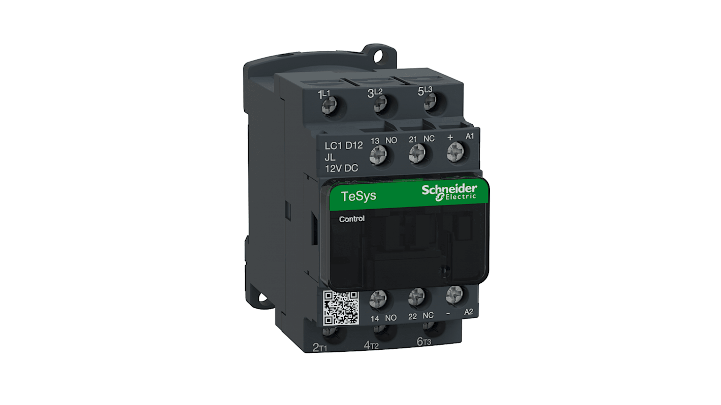 Schneider Electric TeSys D LC1D Contactor, 12 V dc Coil, 3-Pole, 12 A, 3NO, 690 V ac