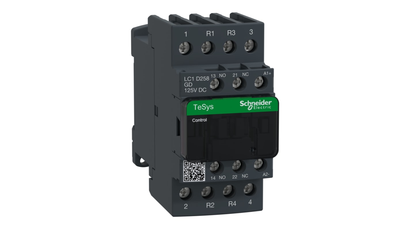 Schneider Electric TeSys D LC1D Contactor, 125 V dc Coil, 4-Pole, 40 A, 2NO + 2NC, 690 V ac/dc