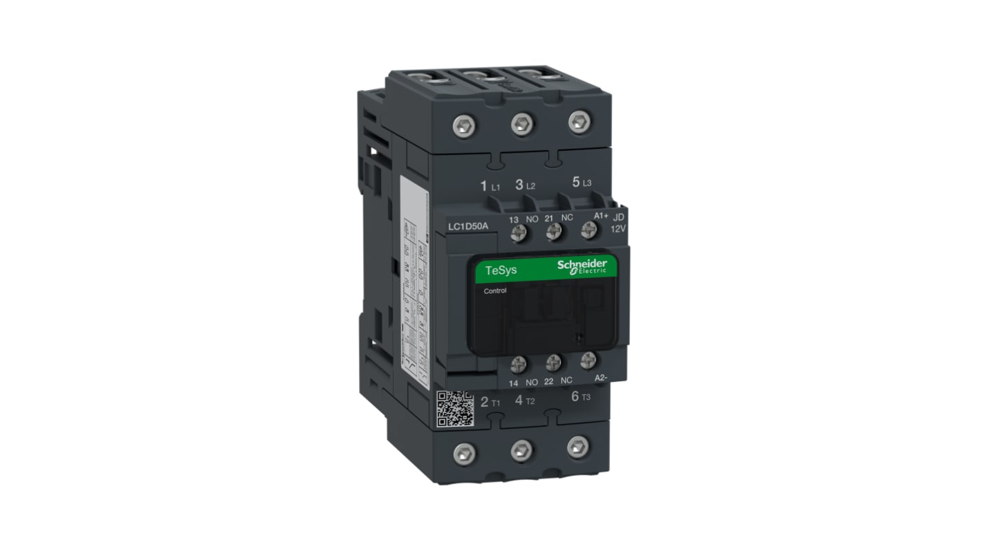 Contattore Schneider Electric, serie LC1D, 3 poli, 3 NA, 50 A, bobina 12 V cc