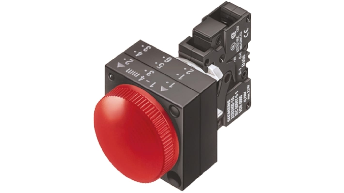 Siemens, Panel Mount Red LED Pilot Light, 22.3mm Cutout, IP66, 230 V ac