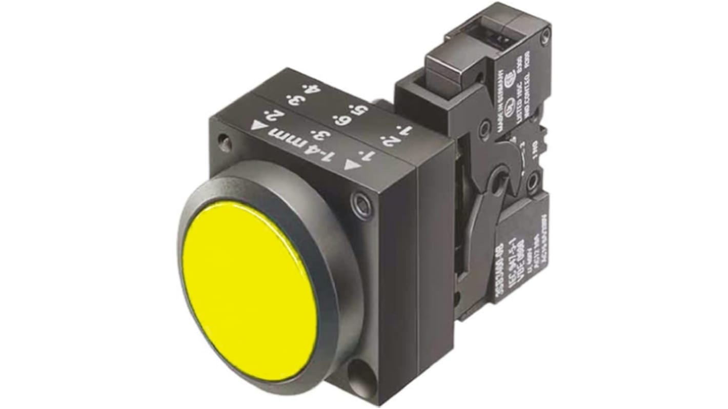 Siemens 3SB3 Series Illuminated Push Button, Panel Mount, 22mm Cutout, SPDT, IP66