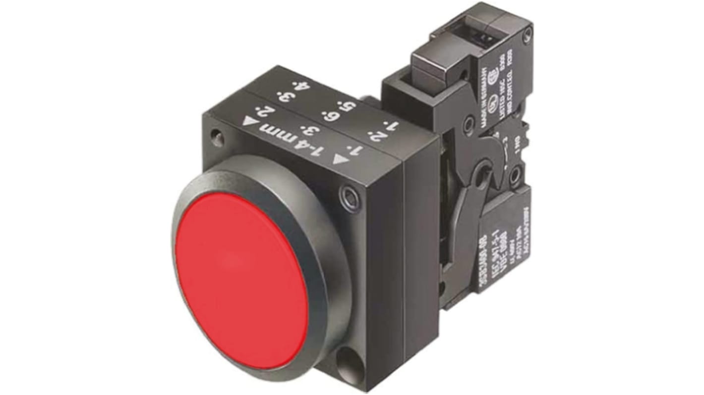 Siemens 3SB3 Series Push Button, Panel Mount, 22mm Cutout, SPDT, IP66