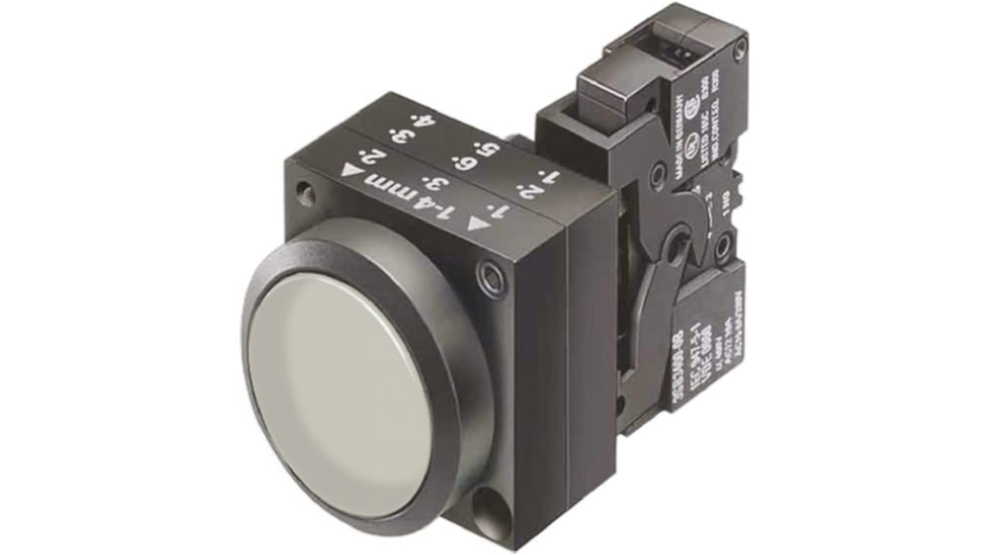 Siemens 3SB3 Series Illuminated Push Button, Panel Mount, 22mm Cutout, SPST, IP66
