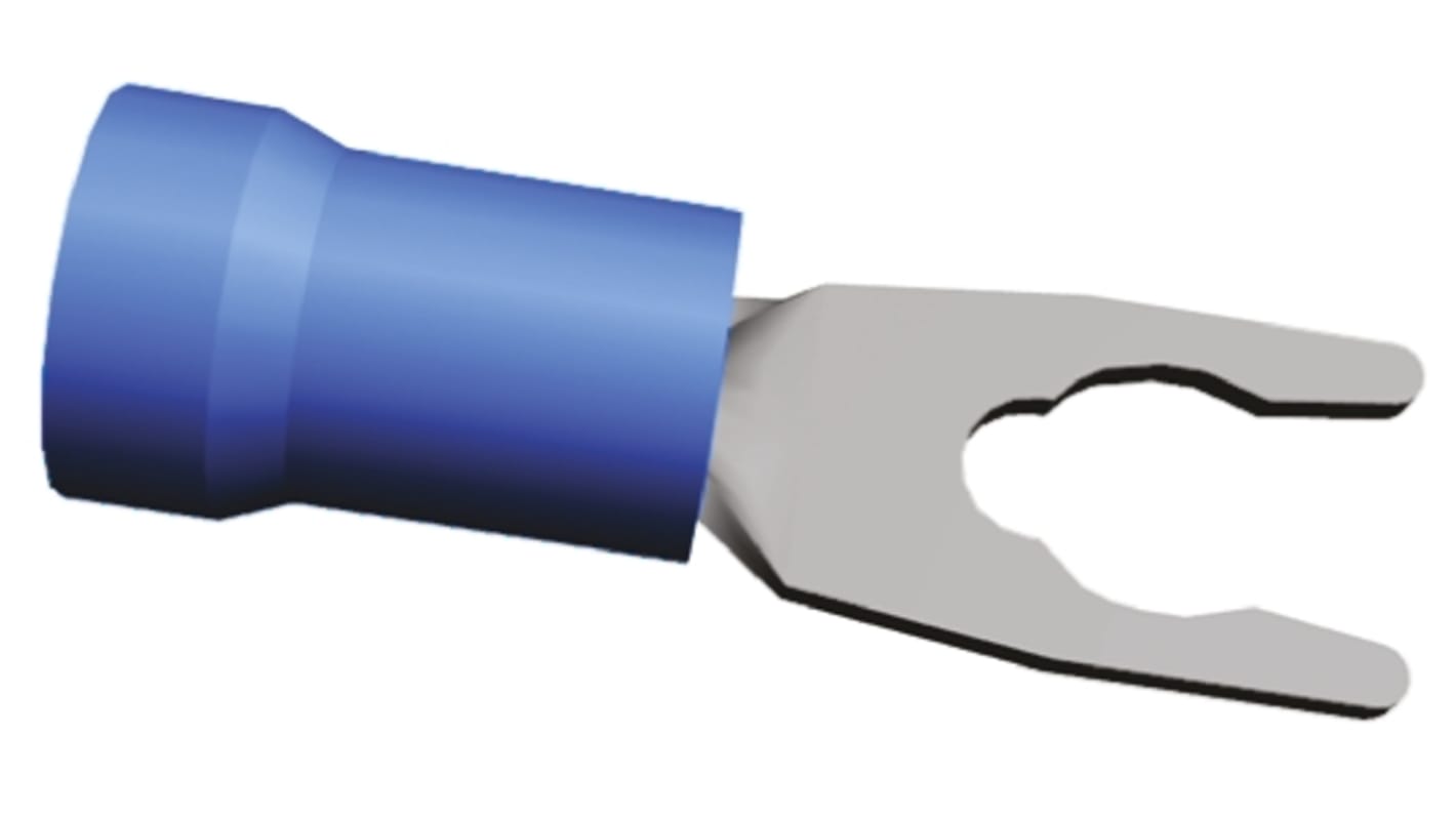 TE Connectivity 绝缘U型端子, M4螺栓, 线规1mm²至2.6mm², 蓝色, 6.2mm宽, 0.79mm厚, 镀锡触点, PLASTI-GRIP系列