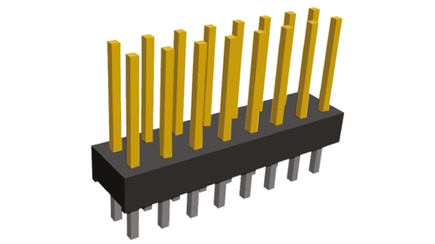 TE Connectivity AMPMODU MOD II Series Straight Through Hole Pin Header, 16 Contact(s), 2.54mm Pitch, 2 Row(s),