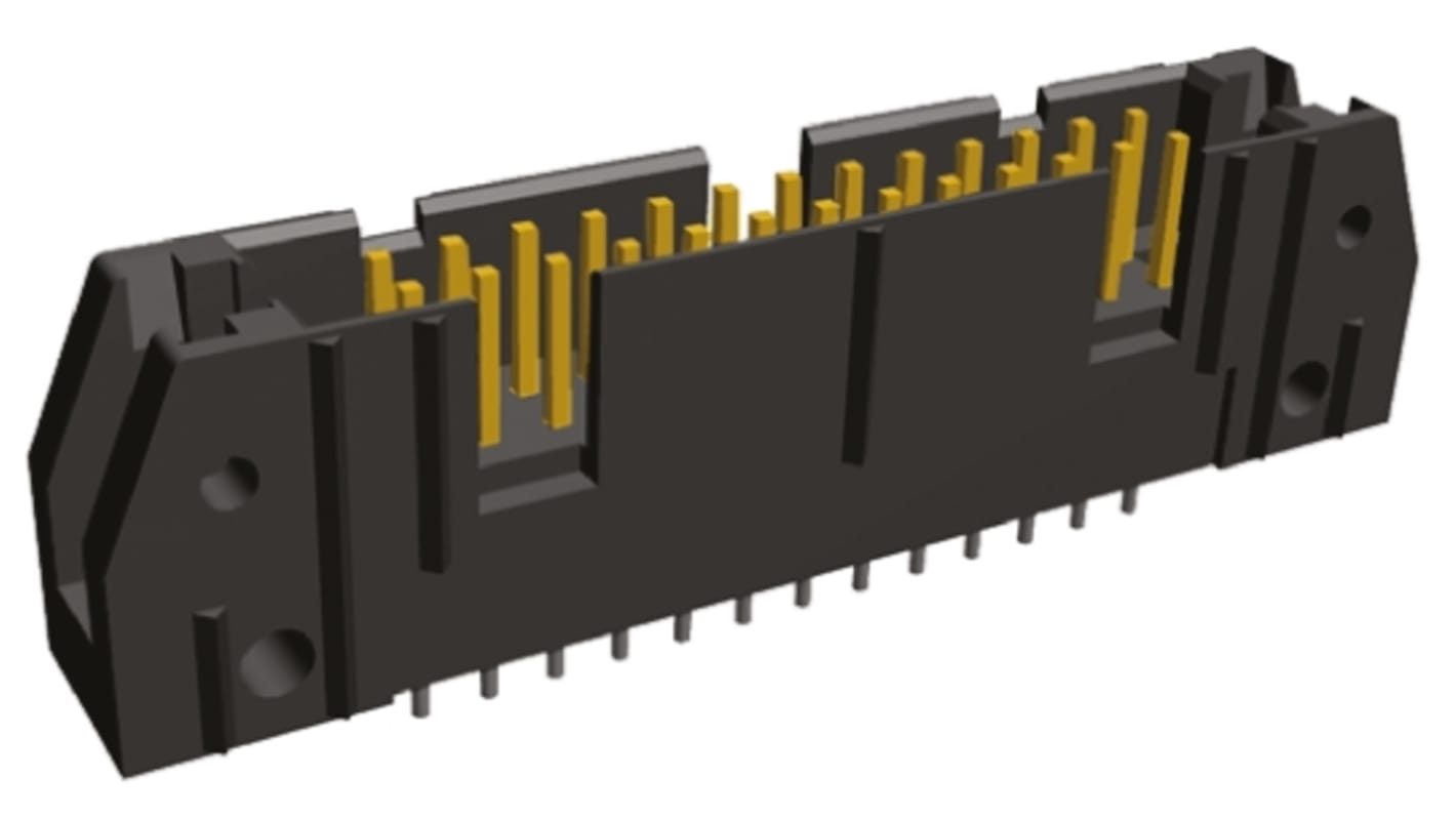 TE Connectivity AMP-LATCH Series Straight Through Hole PCB Header, 14 Contact(s), 2.54mm Pitch, 2 Row(s), Shrouded