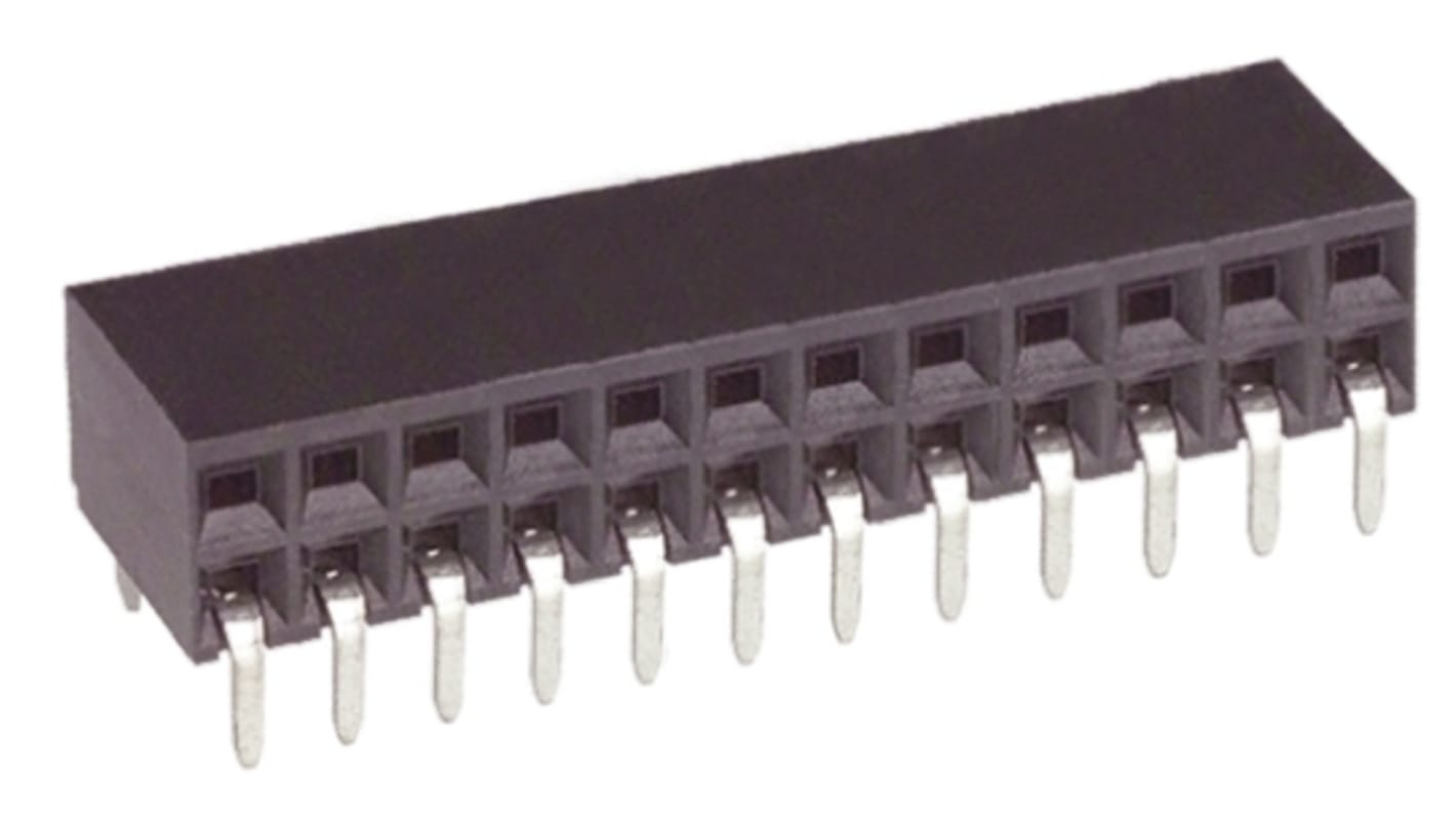 Conector hembra para PCB Ángulo de 90° TE Connectivity serie AMPMODU MOD II, de 10 vías en 2 filas, paso 2.54mm, 12A,