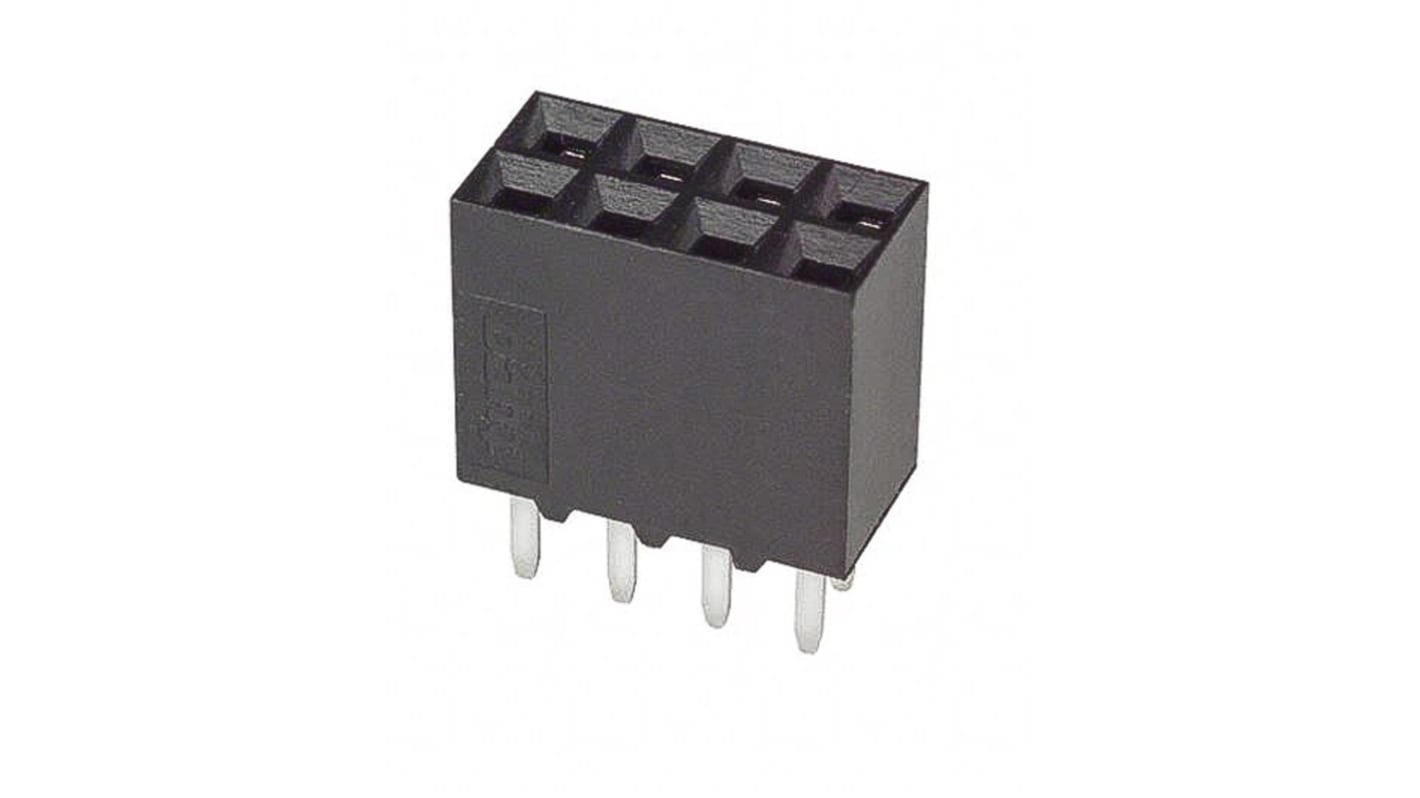 TE Connectivity AMPMODU MOD II Series Straight Through Hole Mount PCB Socket, 6-Contact, 2-Row, 2.54mm Pitch, Solder