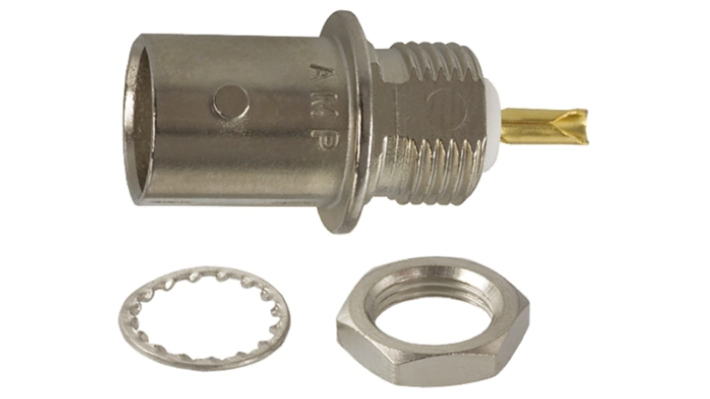 TE Connectivity, Jack Panel Mount BNC Connector, 50Ω, Solder Termination, Straight Body