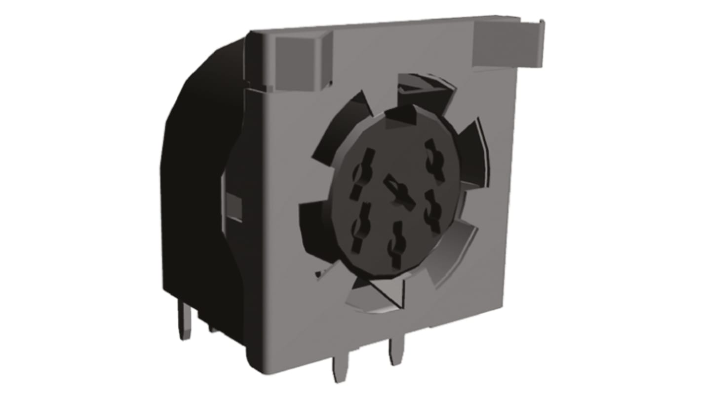 TE Connectivity 6 Pole Right Angle Din Socket, DIN 45322, 7.5A, 250 V ac, Female, Through Hole