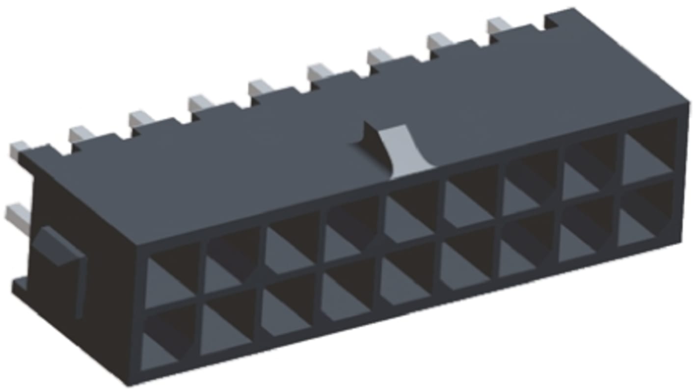 TE Connectivity Micro MATE-N-LOK Series Straight Through Hole PCB Header, 18 Contact(s), 3mm Pitch, 2 Row(s), Shrouded
