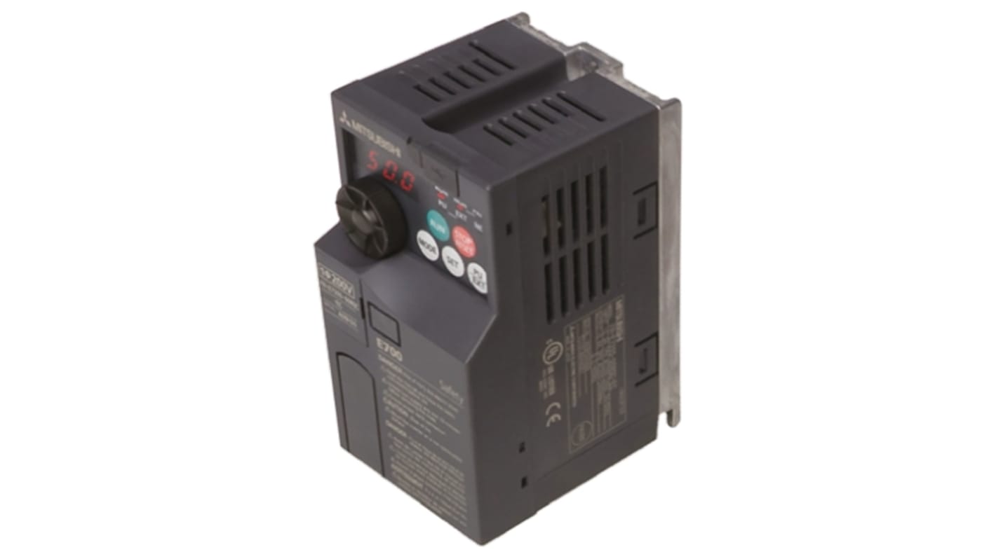 Mitsubishi Inverter Drive, 0.1 kW, 1 Phase, 230 V ac, 800 mA, FR-E720S Series
