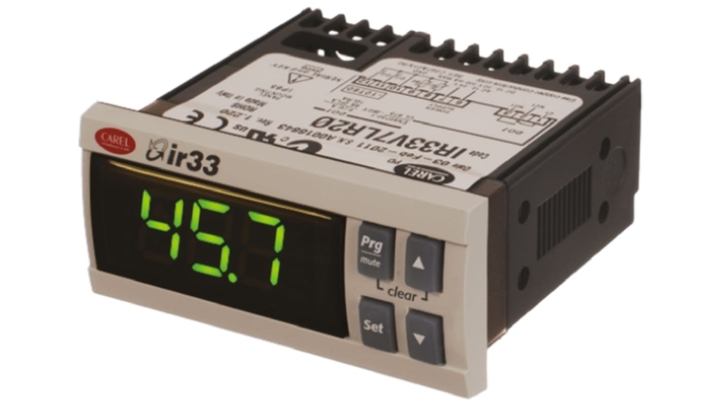 Controlador de temperatura PID Carel serie IR33, 76.2 x 34.2mm, 115 → 230 vac, 4 salidas Relé