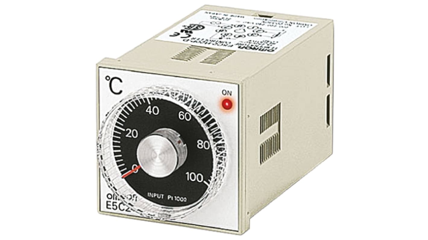 Omron E5C2 Panel Mount, Din-Rail Removable Socket On/Off Temperature Controller, 48 x 48mm, 1 Output Relay, 100 → 240 V
