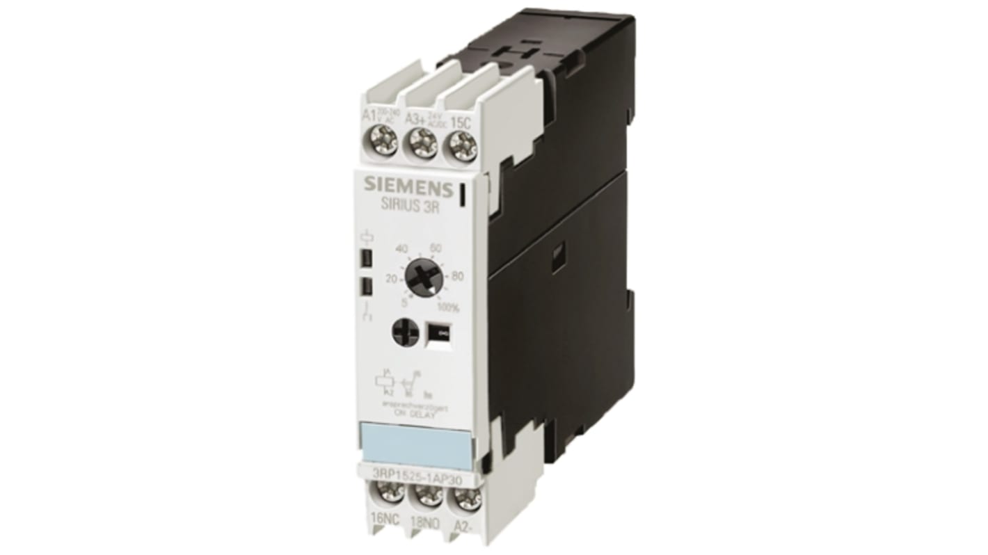 Siemens DIN Rail Mount Timer Relay, 100 → 127V, 1-Contact, 1.5 → 30s, 1-Function, SPDT