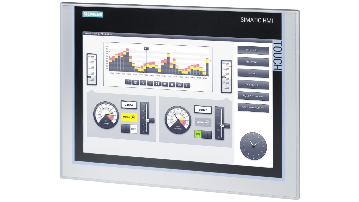 Panel HMI Siemens SIMATIC TP1200 Comfort de 12,1", TFT, Color, 1280 x 800pixels, conectividad 3 x USB, RS485
