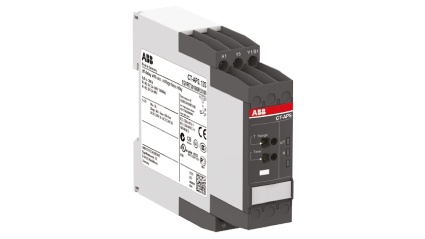 ABB DIN Rail Mount Timer Relay, 24 → 240 V ac, 24 → 48V dc, 1-Contact, 0.05 s → 300h, 1-Function,