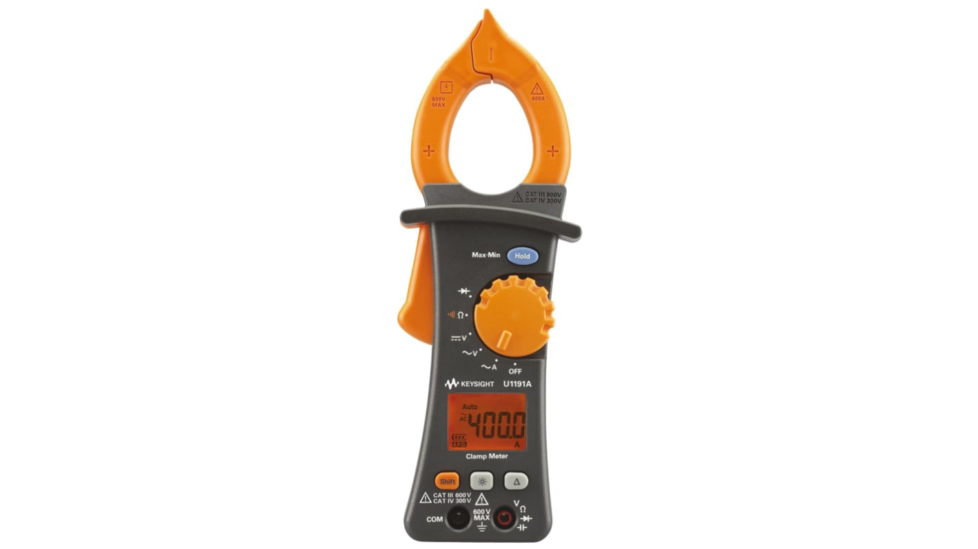 Keysight Technologies U1191A Clamp Meter, Max Current 400A ac CAT III 600 V, CAT IV 300 V