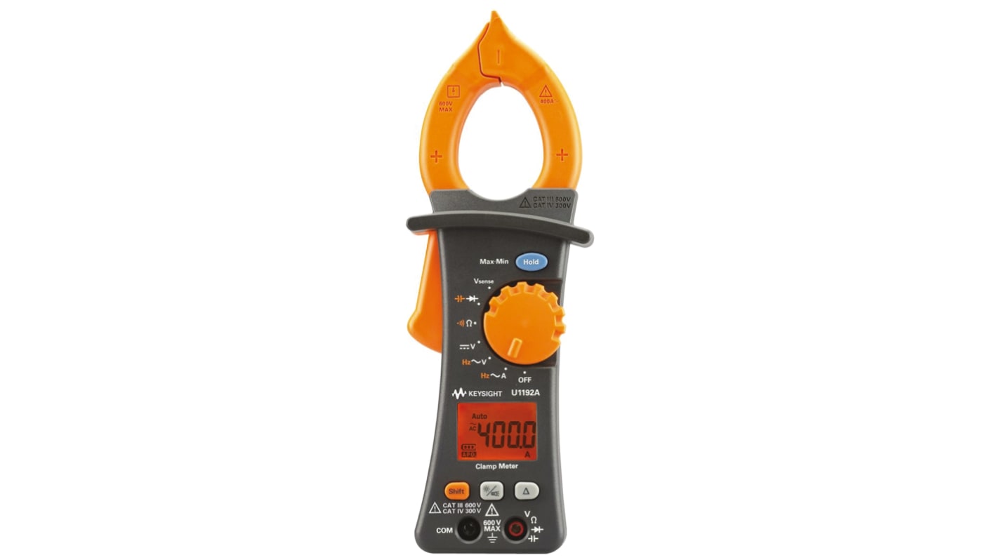 Keysight Technologies U1192A Clamp Meter, Max Current 400A ac CAT III 600 V, CAT IV 300 V With RS Calibration