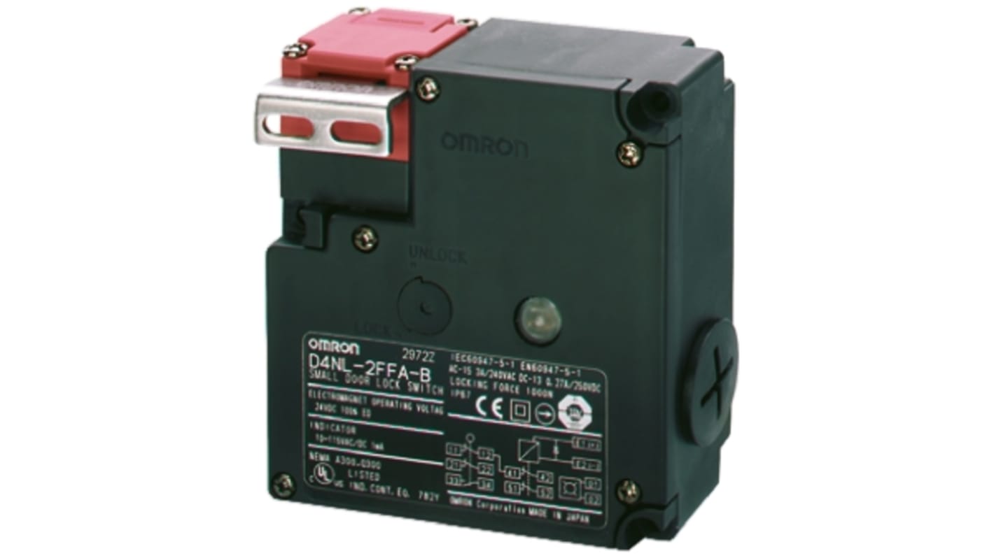 Omron D4NL Series Solenoid Interlock Switch, Power to Unlock, 24V dc
