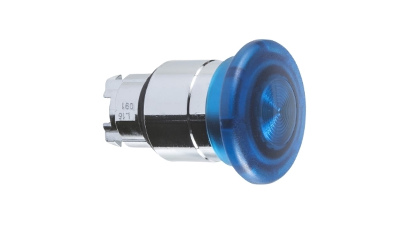 Schneider Electric 带灯蓝色圆形按钮头, Φ22mm开孔, Φ40mm按钮, 闭锁, IP66，IP69K, Harmony XB4系列