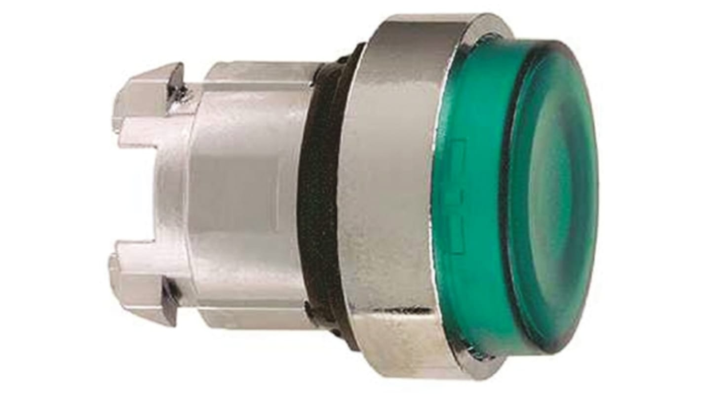 Schneider Electric Harmony XB4 Series Green Illuminated Spring Return Push Button Head, 22mm Cutout, IP66, IP69K