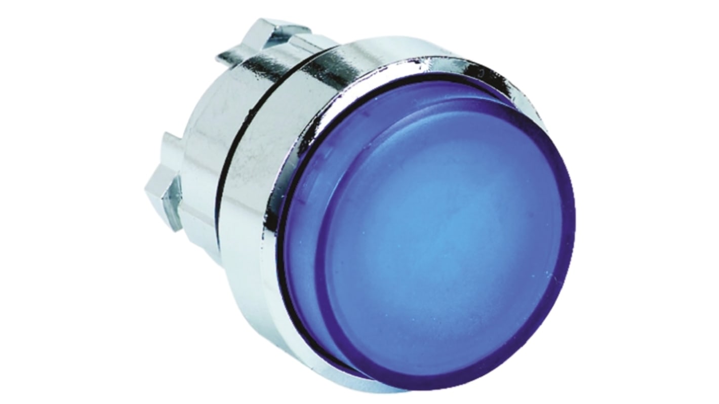 Schneider Electric 带灯蓝色圆形按钮头, Φ22mm开孔, Φ28.5mm按钮, 弹簧复位, IP66，IP69K, Harmony XB4系列