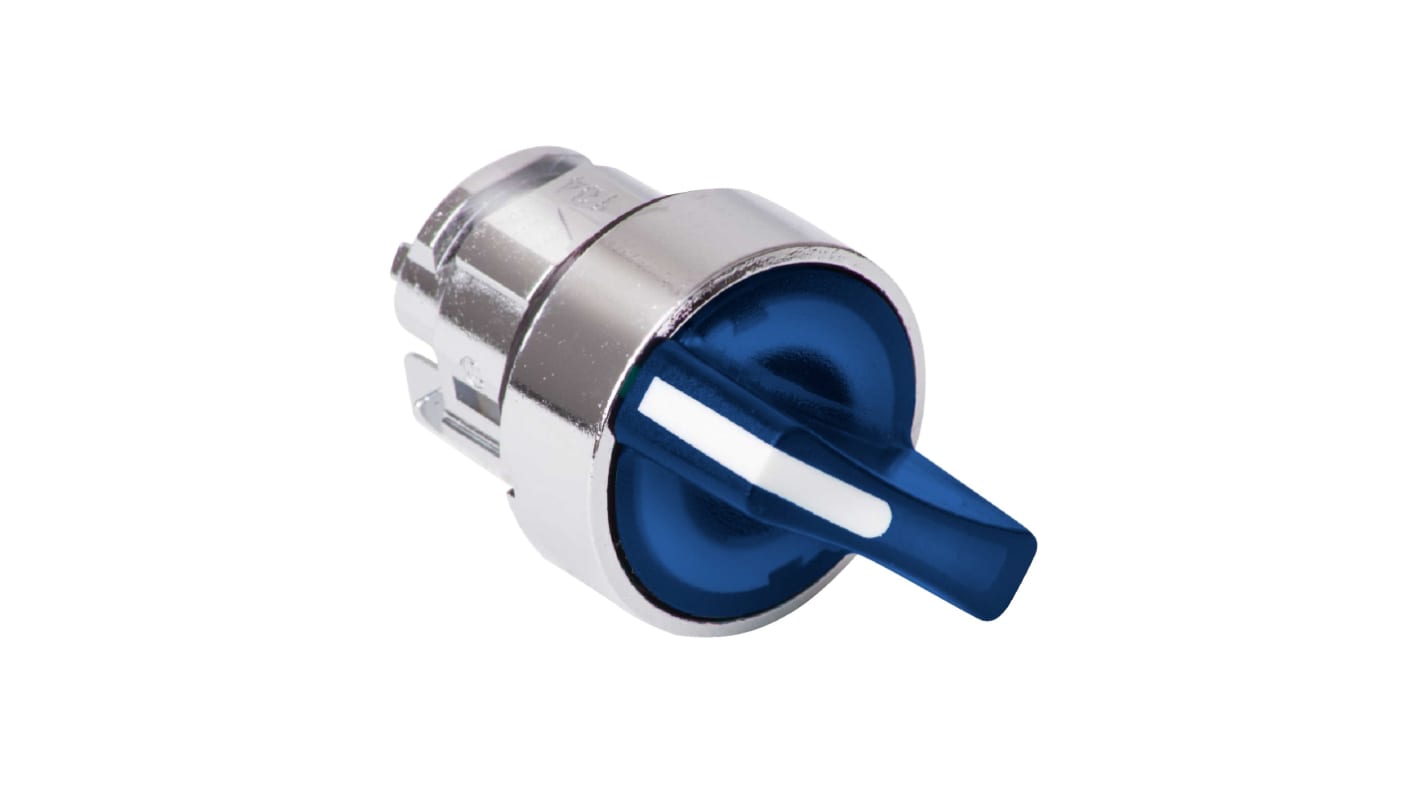 Schneider Electric Harmony XB4 Series 2 Position Selector Switch Head, 22mm Cutout, Blue Handle