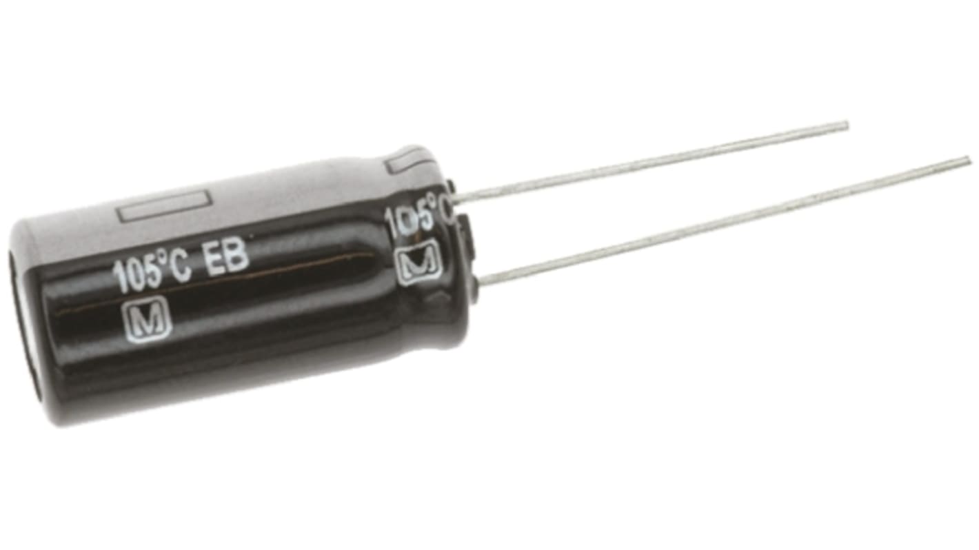 Panasonic 100μF Aluminium Electrolytic Capacitor 63V dc, Radial, Through Hole - EEUEB1J101