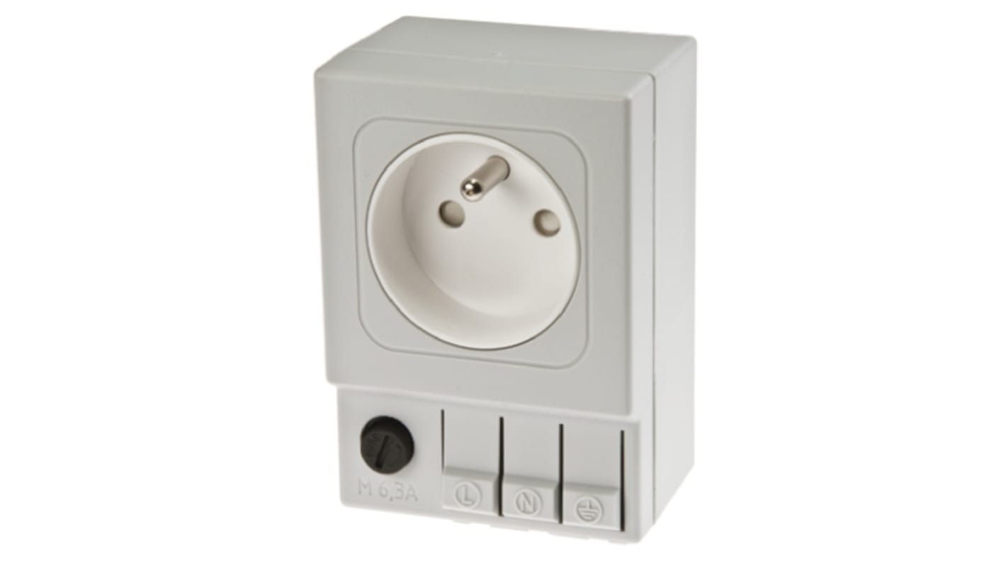 STEGO SD035 Light Grey 1 Gang Plug Socket, 6.3A, Type E - French, Indoor Use
