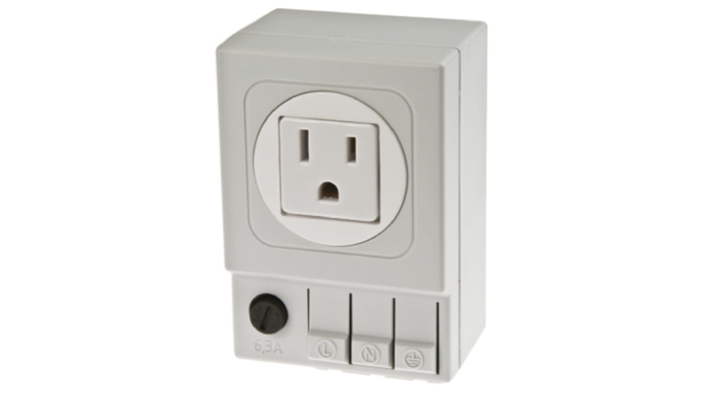 STEGO NEMA 5-15R插座, 1位, DIN导轨安装, 室内使用, 6.3A, 125 V, 浅灰色, SD035系列