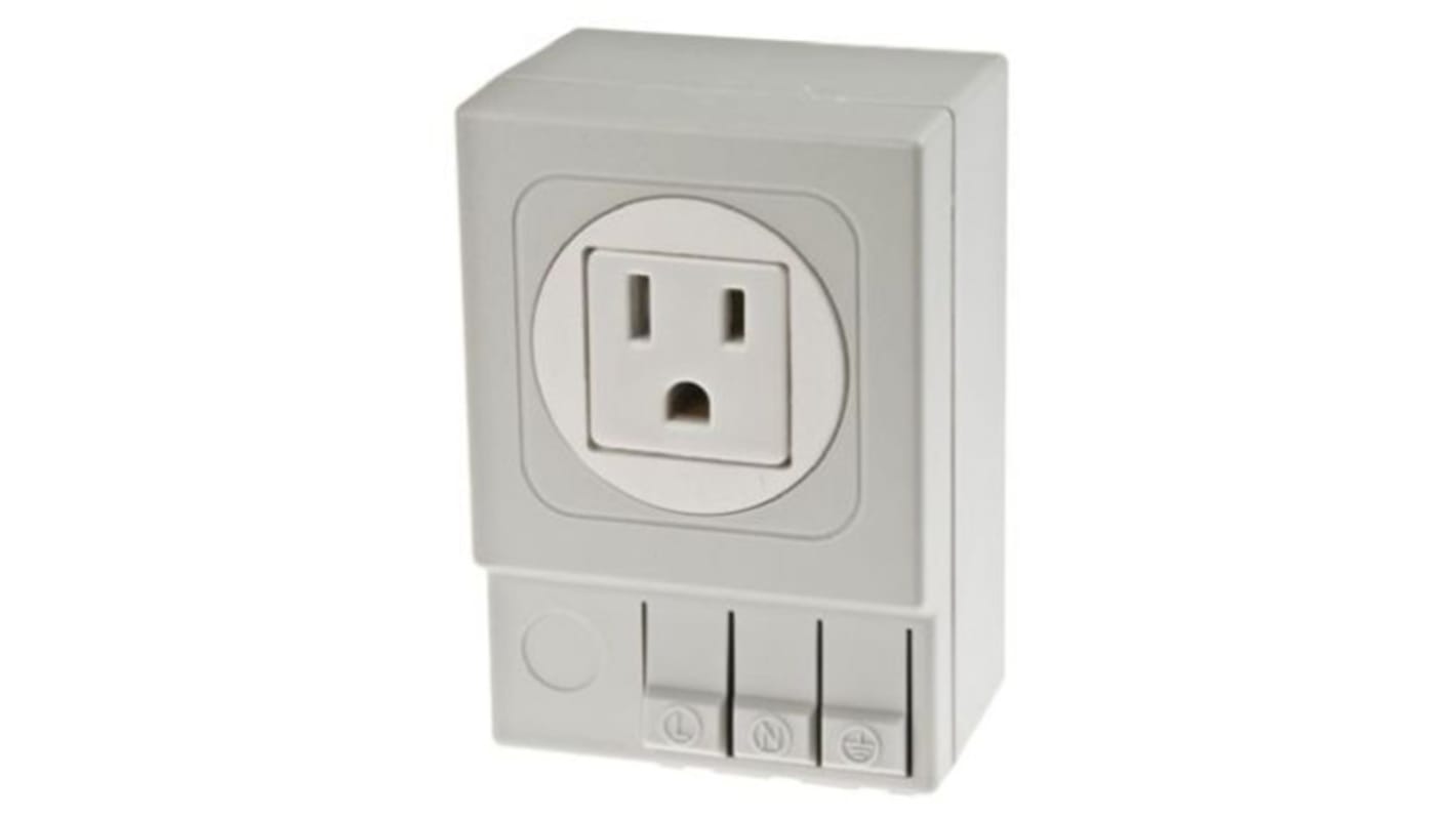 STEGO NEMA 5-15R插座, 1位, DIN导轨安装, 室内使用, 15A, 125 V, 浅灰色, SD035系列