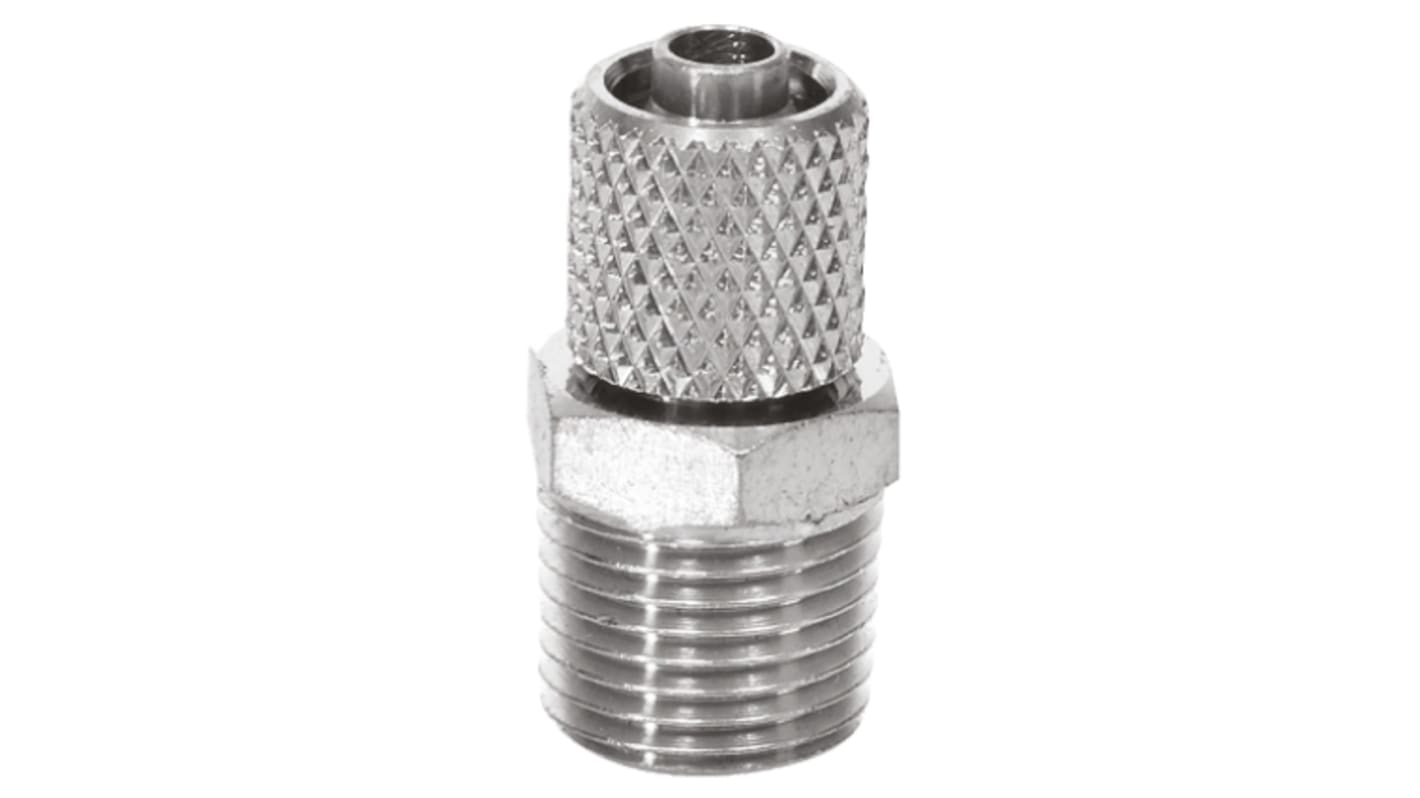 SMC M Series Straight Threaded Adaptor, R 1/8 Male to Push In 6 mm, Threaded-to-Tube Connection Style