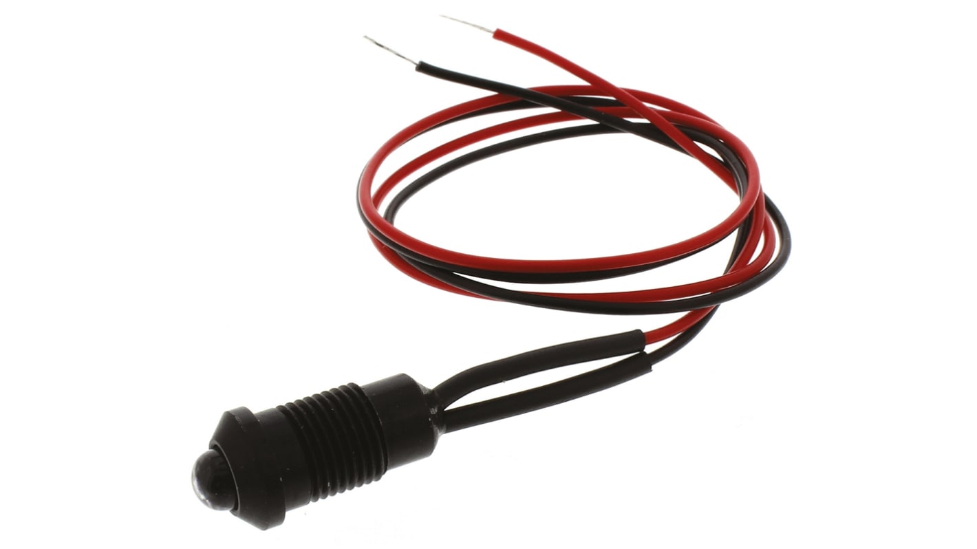 Oxley Red Panel Mount Indicator, 8mm Mounting Hole Size, Lead Wires Termination, IP67