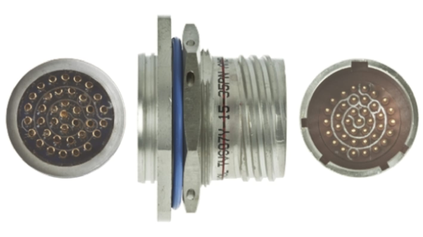 Amphenol, TV 37 Way Panel Mount MIL Spec Circular Connector Receptacle, Pin Contacts,Shell Size 15, Screw Coupling,