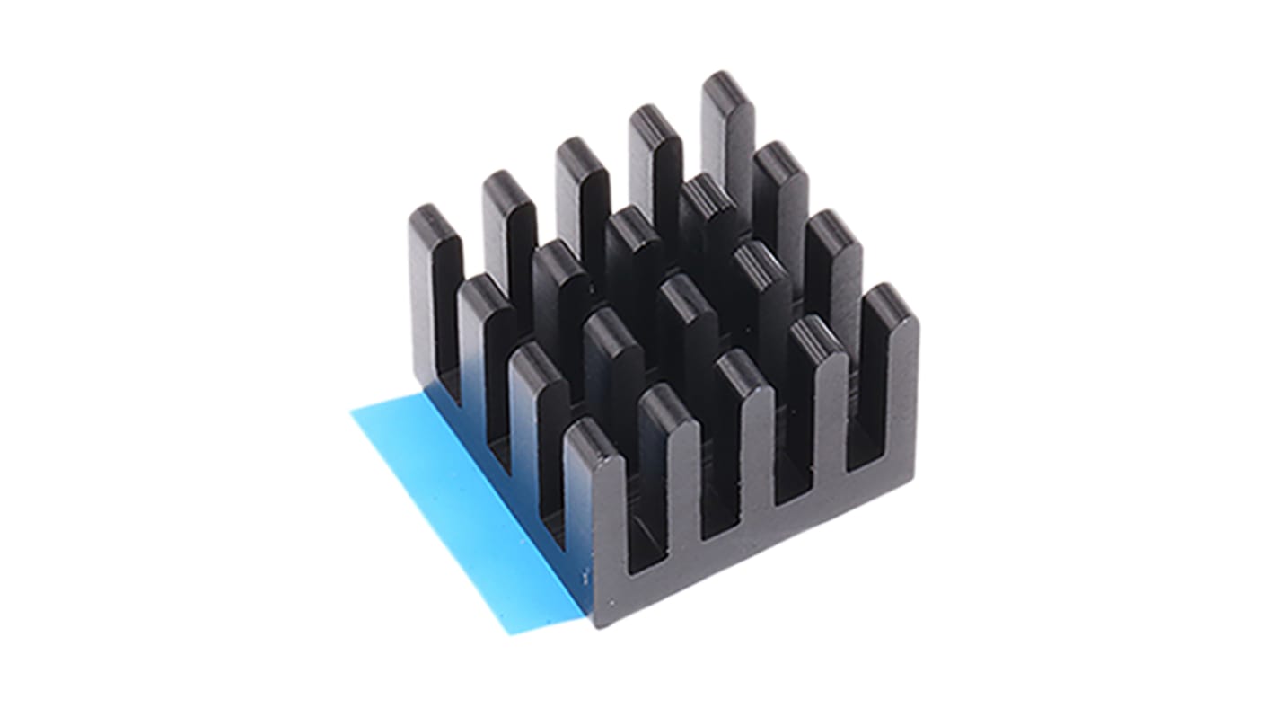 RS PRO 电子散热器, 铝制, 23 x 23 x 18mm, 14.7K/W, 胶粘箔片安装, 黑色