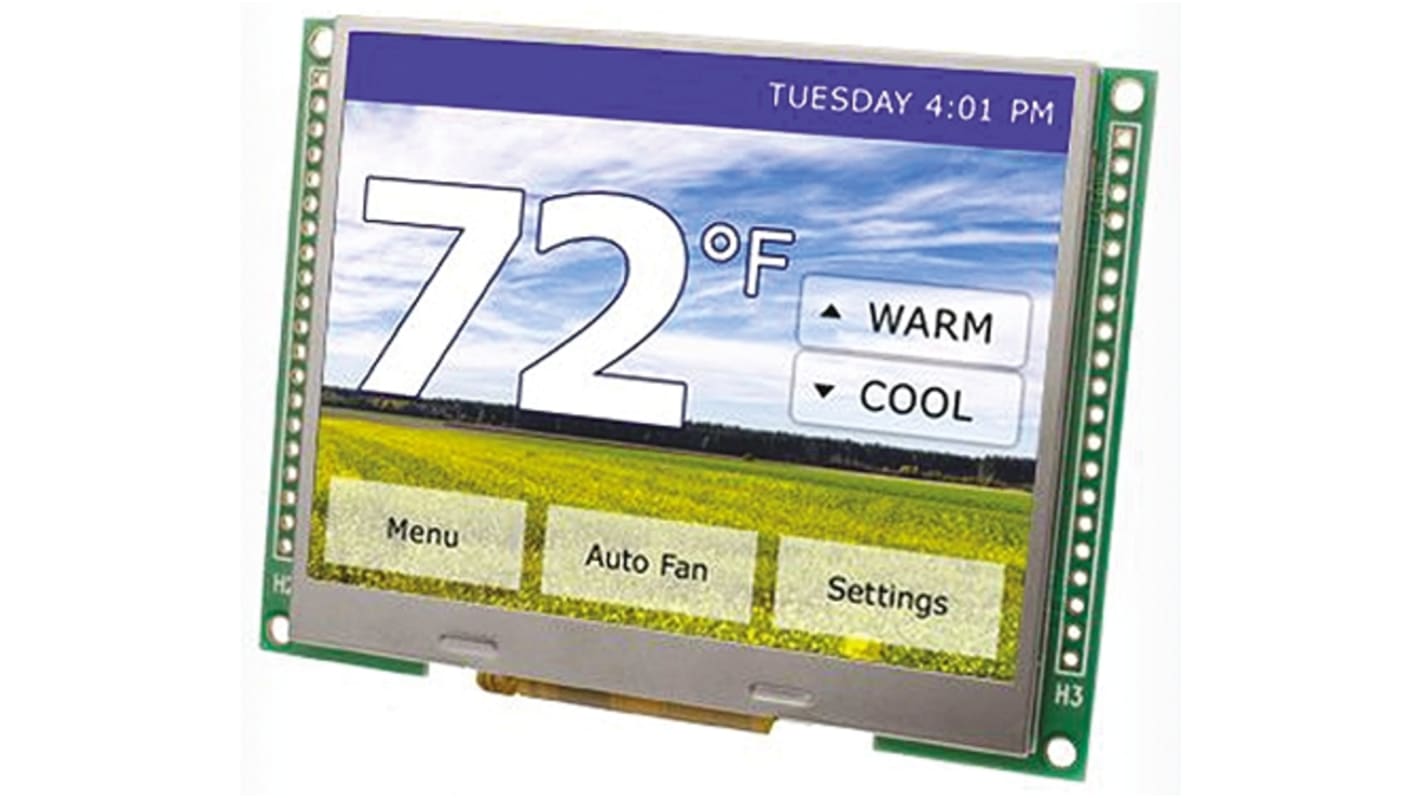 Displaytech 4.3in 液晶屏, 透射式显示, 8 位，9 位，16 位，18 位，SPI接口, LED背光源, 电阻式触摸屏, 220cd/m²亮度, 可视区域95 x 54mm, 分辨率480 x 272pixels