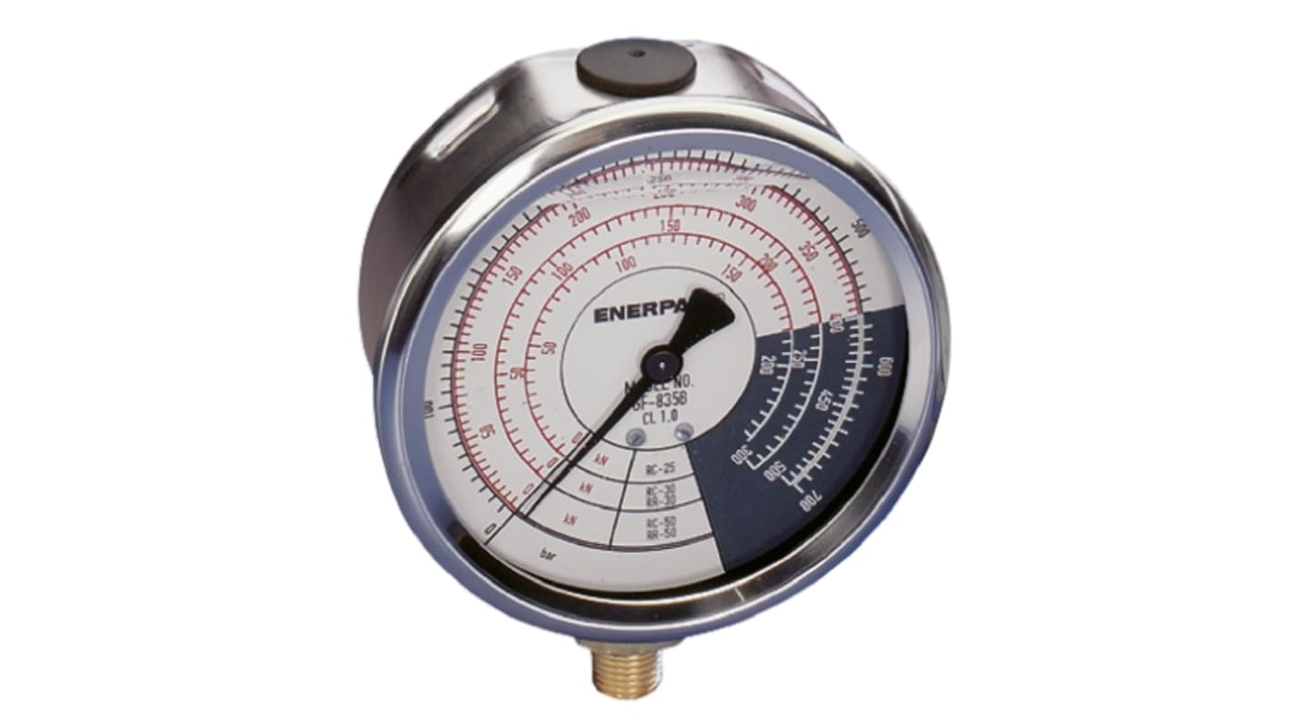 Enerpac Analogue Pressure Gauge 700bar Bottom Entry 100mm Outside Diameter, With RS Calibration