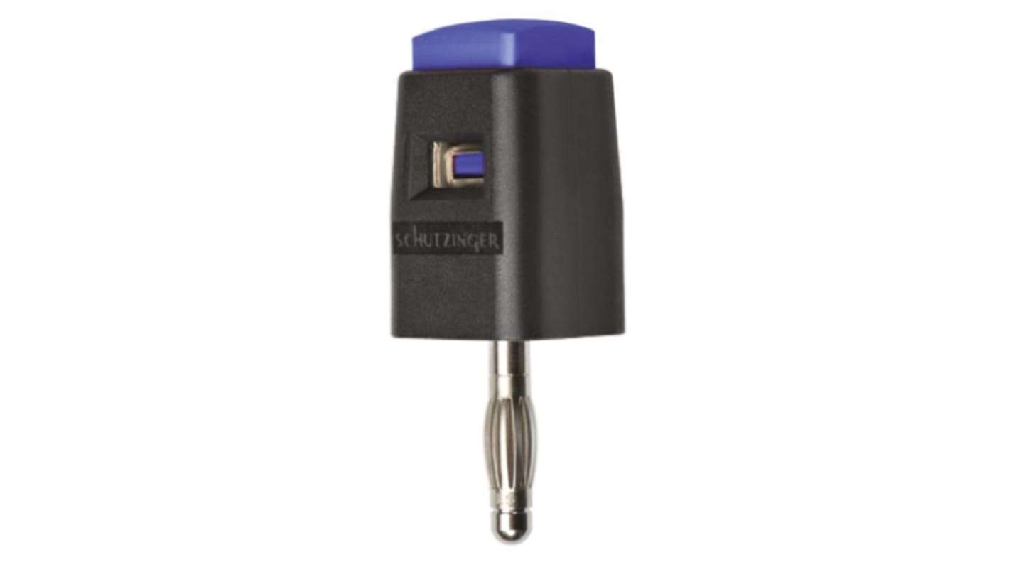 Schutzinger Blue Male Banana Plug, 4 mm Connector, 16A, 30 V ac, 60V dc, Nickel Plating