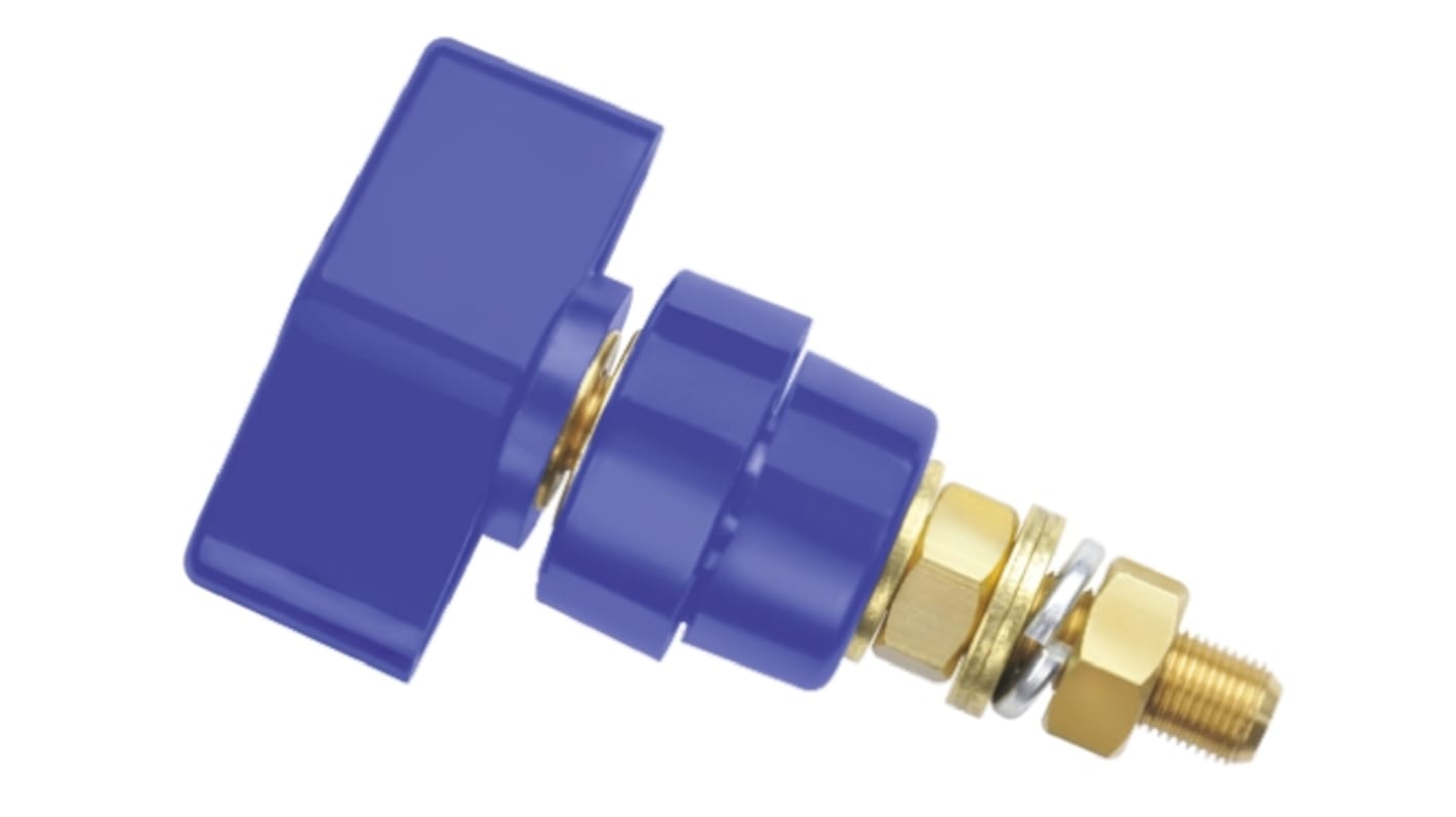 Schutzinger 4mm Blue Terminal Post, 1kV, 100A, M8 x 0.75 Thread