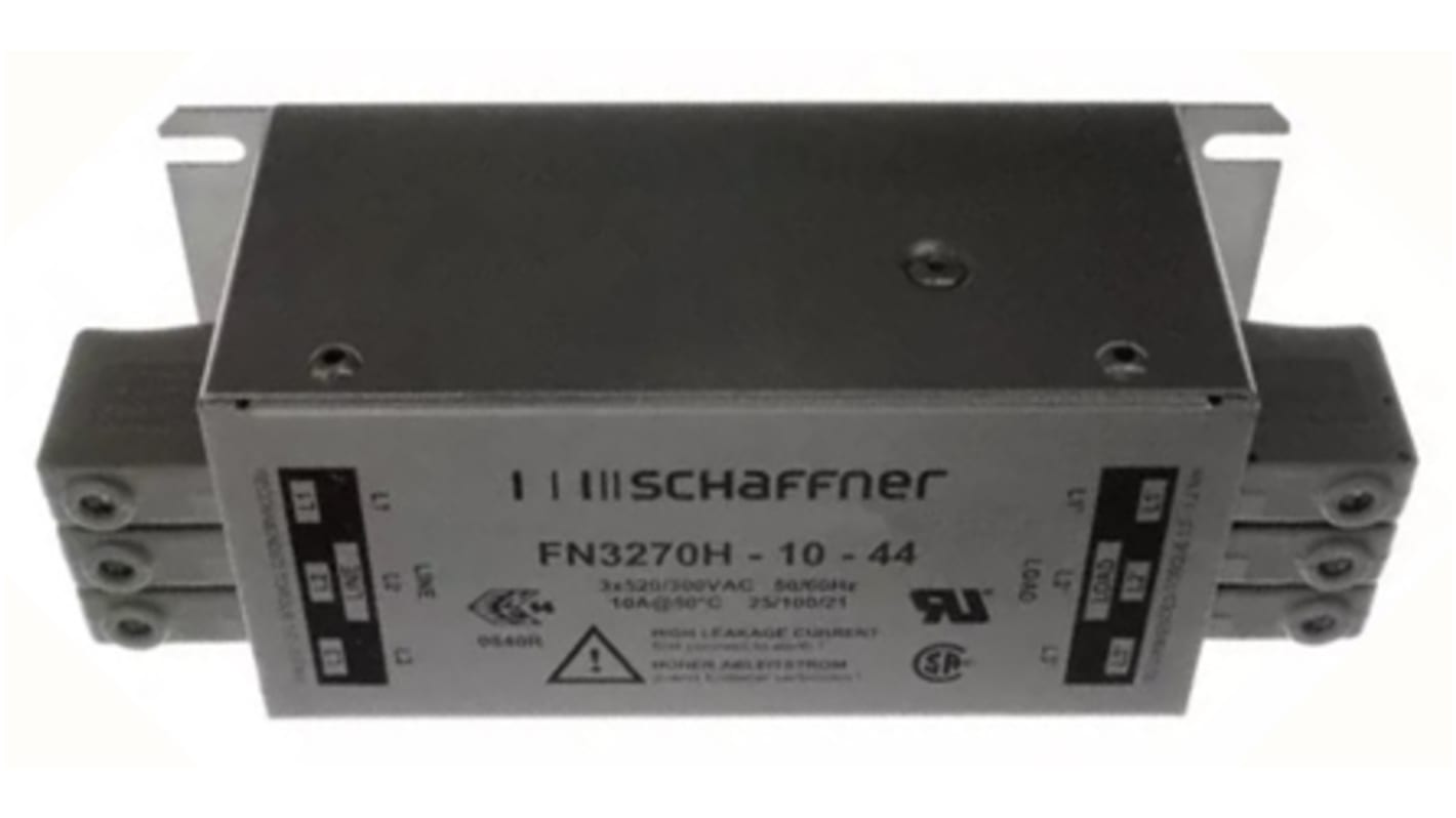 Schaffner, FN3270 10A 520/300 V ac 60Hz, Chassis Mount EMC Filter, Terminal Block 3 Phase
