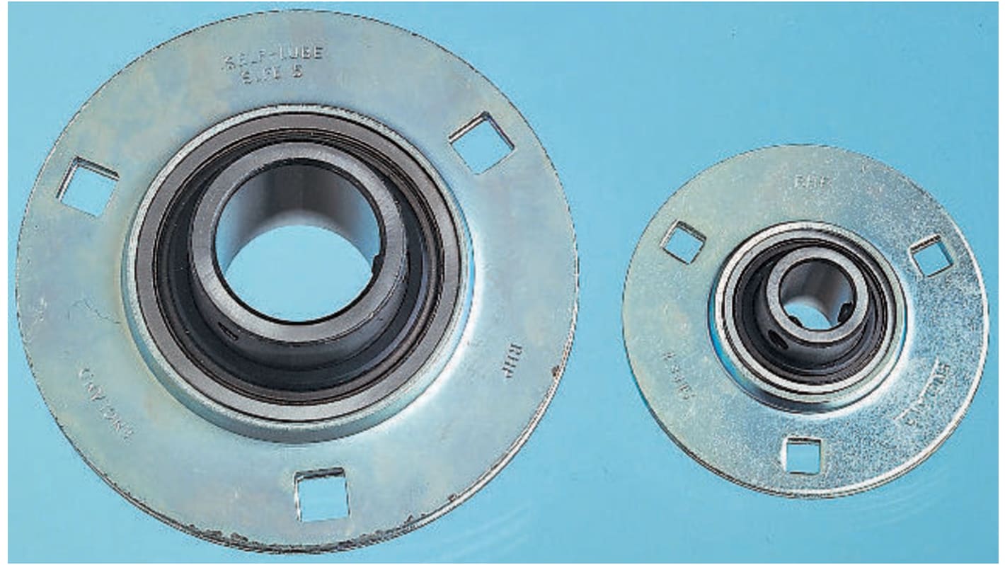 Cuscinetto flangiato NSK-RHP, 3 fori di montaggio da 8,7 mm, Ø int 25mm, dimensioni 95.2mm x 95.2mm x 34.1mm, in