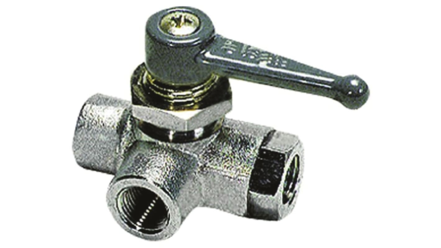 Legris Nickel Plated Brass 3 Way, Ball Valve, Threaded, BSPP 1/4in, 40bar Operating Pressure